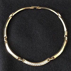 GOLD TONE AND FAUX DIAMOND ACCENT CHOKER